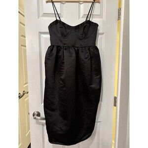 Future Collective Satin Sweetheart‎ Bustier Bubble Midi Dress size M Black